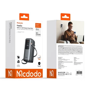 Mcdodo MC-8501 FreeGo 45W 3'ü 1 Arada 10000mAh Dahili Geri Çekilebilir Type-C Kablo, AC Prize Takılabilir Şarj Adaptörlü Powerbank Siyah(Universial Priz Uçları) - Görsel 18