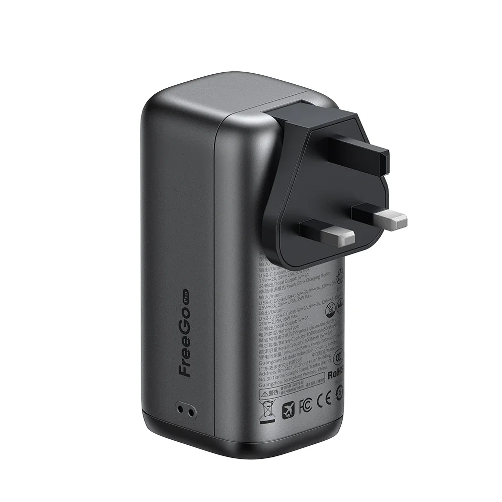 Mcdodo MC-8501 FreeGo 45W 3'ü 1 Arada 10000mAh Dahili Geri Çekilebilir Type-C Kablo, AC Prize Takılabilir Şarj Adaptörlü Powerbank Siyah(Universial Priz Uçları) - Görsel 17