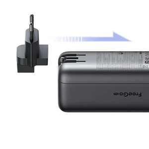 Mcdodo MC-8501 FreeGo 45W 3'ü 1 Arada 10000mAh Dahili Geri Çekilebilir Type-C Kablo, AC Prize Takılabilir Şarj Adaptörlü Powerbank Siyah(Universial Priz Uçları) - Görsel 3