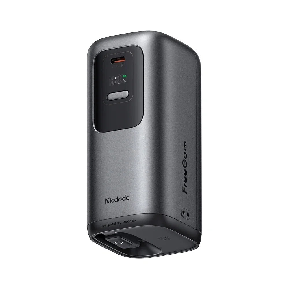 Mcdodo MC-8501 FreeGo 45W 3'ü 1 Arada 10000mAh Dahili Geri Çekilebilir Type-C Kablo, AC Prize Takılabilir Şarj Adaptörlü Powerbank Siyah(Universial Priz Uçları) - Görsel 10