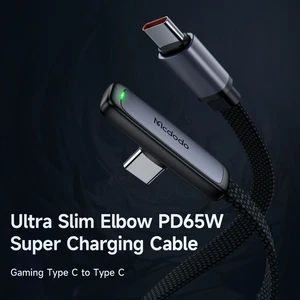 Mcdodo CA-3361 65W PD Type-C to Type-C Ultra İnce Örgülü Şarj ve Data L Kablo 1.8m - Görsel 7