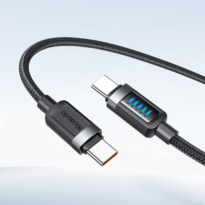 Mcdodo CA-0350 240W Type-C To Type-C Dinamik LED'li Şarj Kablosu 1.2m Siyah - Görsel 2