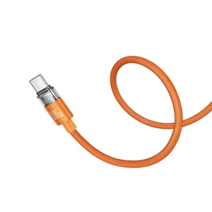Mcdodo CA-5585 100W Type-C to Type-C Şeffaf LED Işıklı Şarj Kablosu 1.5M Turuncu - Görsel 2