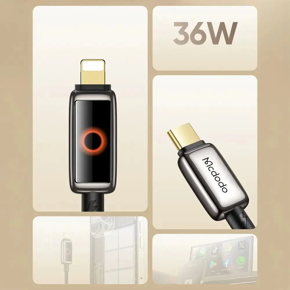 MCDODO CA-6670 1.2M USB-C TO LIGHTNİNG NEFES ALAN IŞIK GÖSTERGELİ 36 W PREMİUM KABLO - Görsel 9