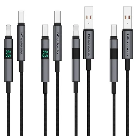 MCDODO CA-5610 100W TYPE-C TO TYPE-C KABLO YATAY LED EKRANLI SİYAH - Görsel 1