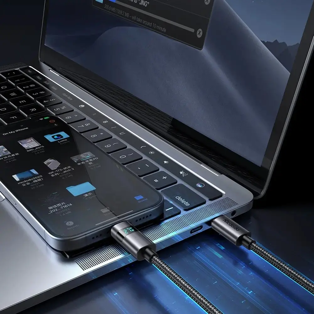 MCDODO CA-5610 100W TYPE-C TO TYPE-C KABLO YATAY LED EKRANLI SİYAH - Görsel 7