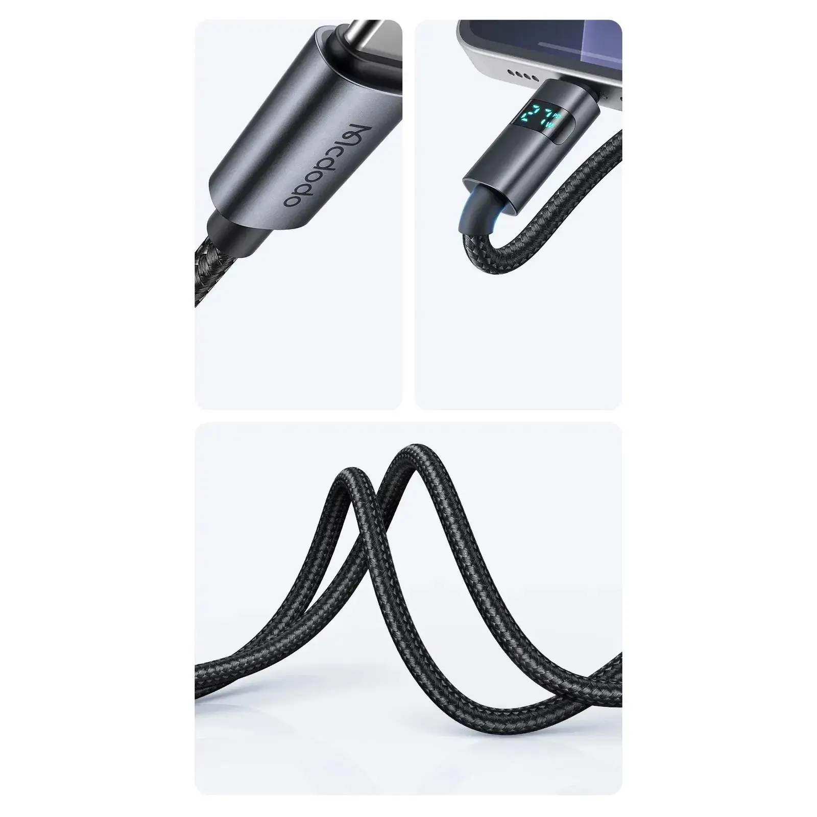 MCDODO CA-5610 100W TYPE-C TO TYPE-C KABLO YATAY LED EKRANLI SİYAH - Görsel 4