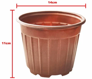 Kahverengi Vakum Saksı 14x11cm Çizgili Desen (Adet) - Görsel 1