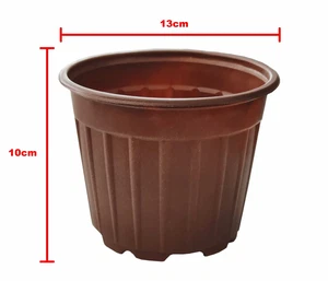 Kahverengi Vakum Saksı 13x10cm Çizgili Desen (Adet) - Görsel 1
