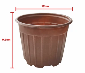 Kahverengi Vakum Saksı 12x9,5cm Çizgili Desen (Adet) - Görsel 1