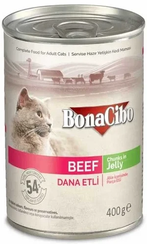 YAŞ MAMA KEDİ DANA ETLİ JÖLELİ KONSERVE 400GR - Görsel 1