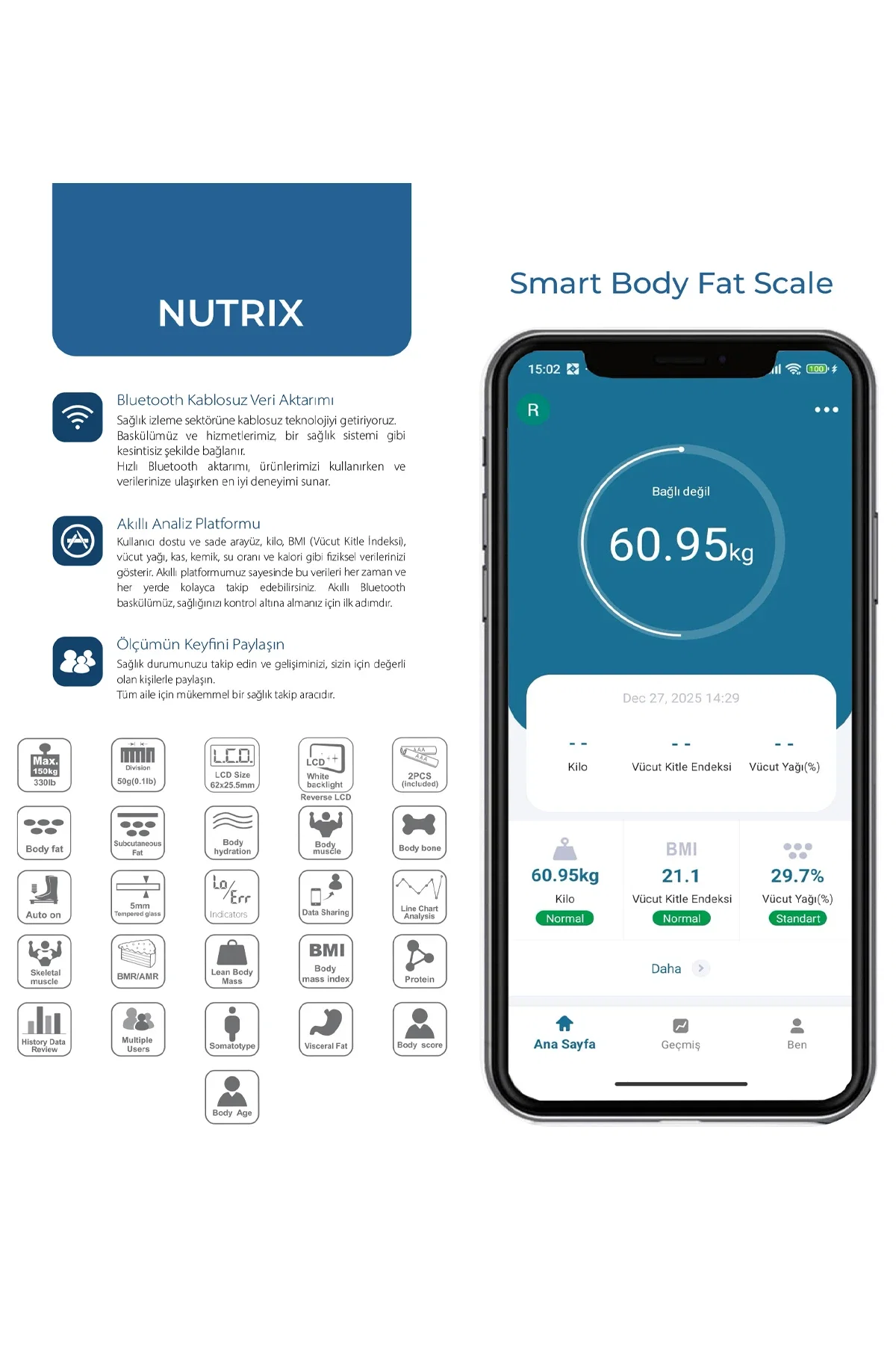 VENANDİN SCNTX-001 NUTRİX DİJİTAL TARTI - Görsel 3