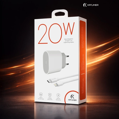 KATJMER KJ-20P-CL PD 20W ŞARJ ADAPTÖRÜ VE TYPE-C TO LİGHTNİNG KABLO - Görsel 3