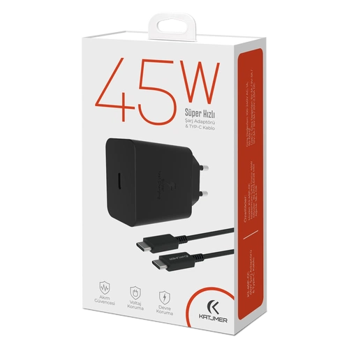 KATJMER KJ-45P-CC PD 45W ŞARJ ADAPTÖRÜ VE TYPE-C TO TYPE-C KABLO - Görsel 4