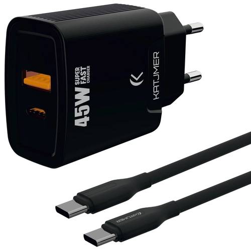 KATJMER KJ-45UP-CC USB-PD 45W ŞARJ ADAPTÖRÜ VE TYPE-C TO TYPE-C KABLO - Görsel 1