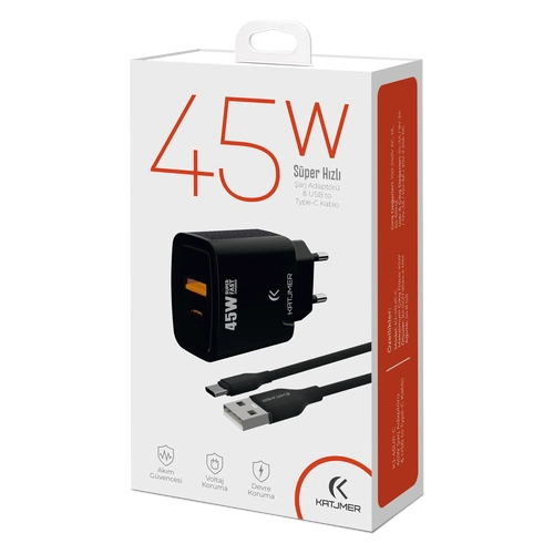 KATJMER KJ-45UP-C USB-PD 45W ŞARJ ADAPTÖRÜ VE TYPE-C KABLO - Görsel 4