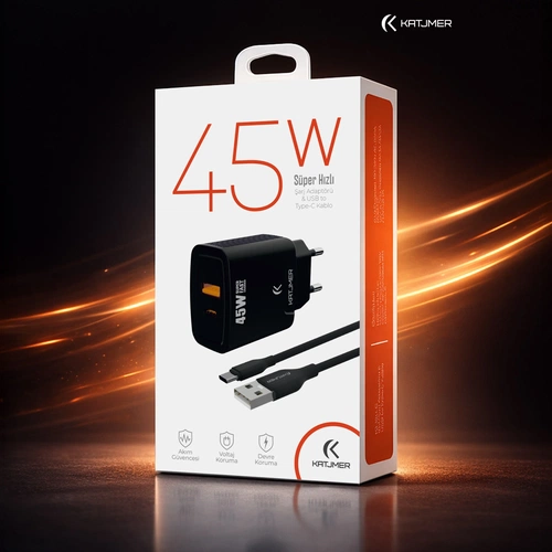 KATJMER KJ-45UP-C USB-PD 45W ŞARJ ADAPTÖRÜ VE TYPE-C KABLO - Görsel 3