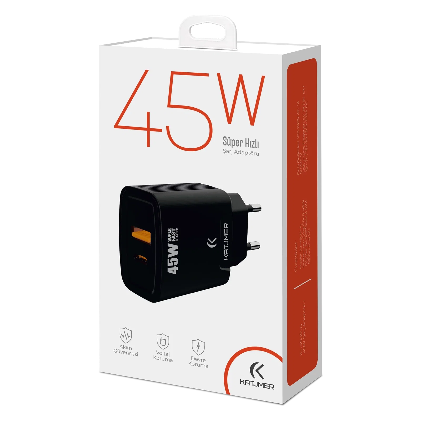KATJMER KJ-45UP-N USB-PD 45W ŞARJ ADAPTÖRÜ - Görsel 4