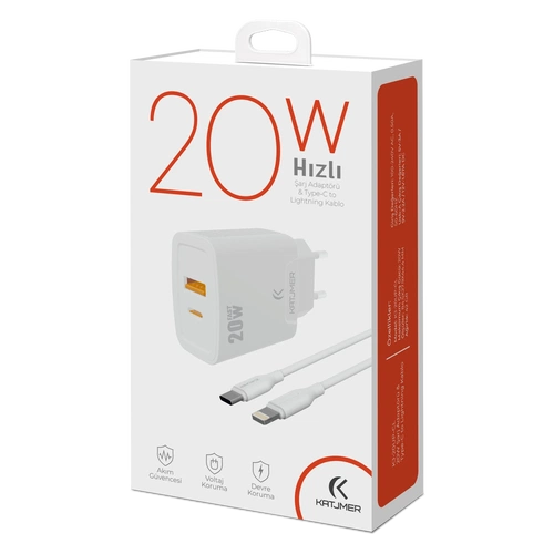 KATJMER KJ-20UP-CL USB-PD 20W ŞARJ ADAPTÖRÜ VE TYPE-C TO LİGHTNİNG KABLO - Görsel 4