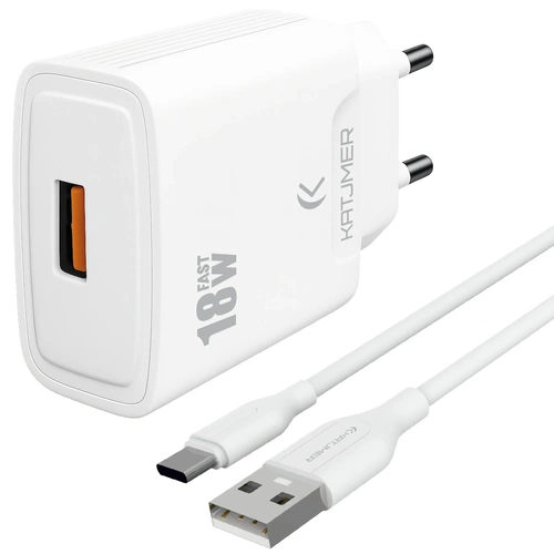 KATJMER KJ-18U-C USB'Lİ 18W ŞARJ ADAPTÖRÜ VE TYPE-C KABLO - Görsel 1