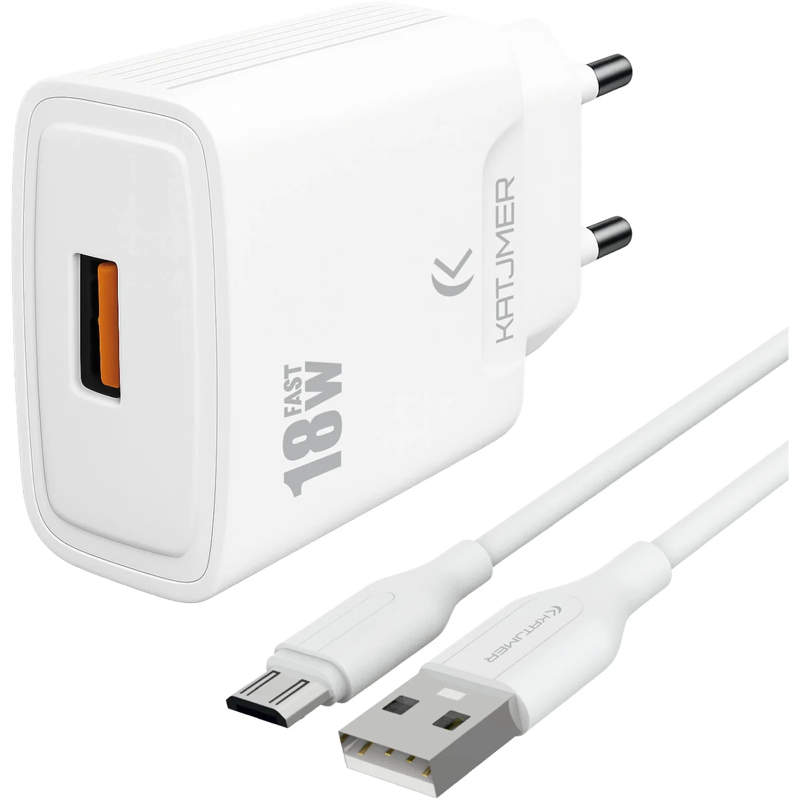 KATJMER KJ-18U-M USB'Lİ 18W ŞARJ ADAPTÖRÜ VE MİCRO USB KABLO - Görsel 1