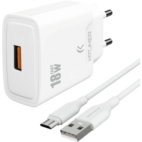 KATJMER KJ-18U-M USB'Lİ 18W ŞARJ ADAPTÖRÜ VE MİCRO USB KABLO - Görsel 1