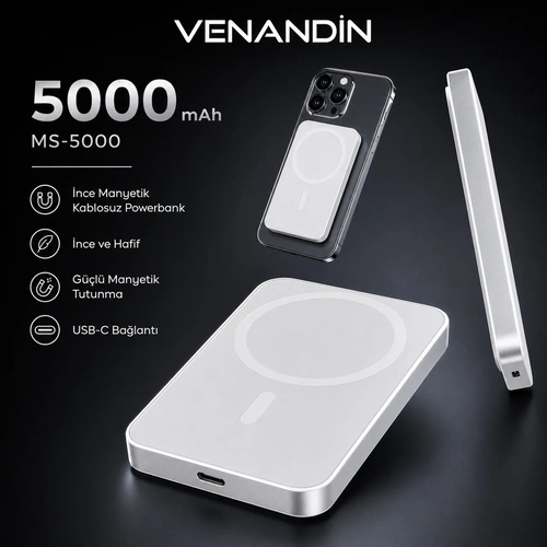 VENANDİN MS-5000 MAGSAFE POWERBANK 5000mAh - Görsel 2