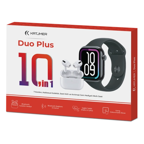 KATJMER KJ/DP-001 DUO PLUS 12İN1 BLUETOOTH KULAKLIK + 7 KORDONLU AKILLI SAAT - Görsel 4