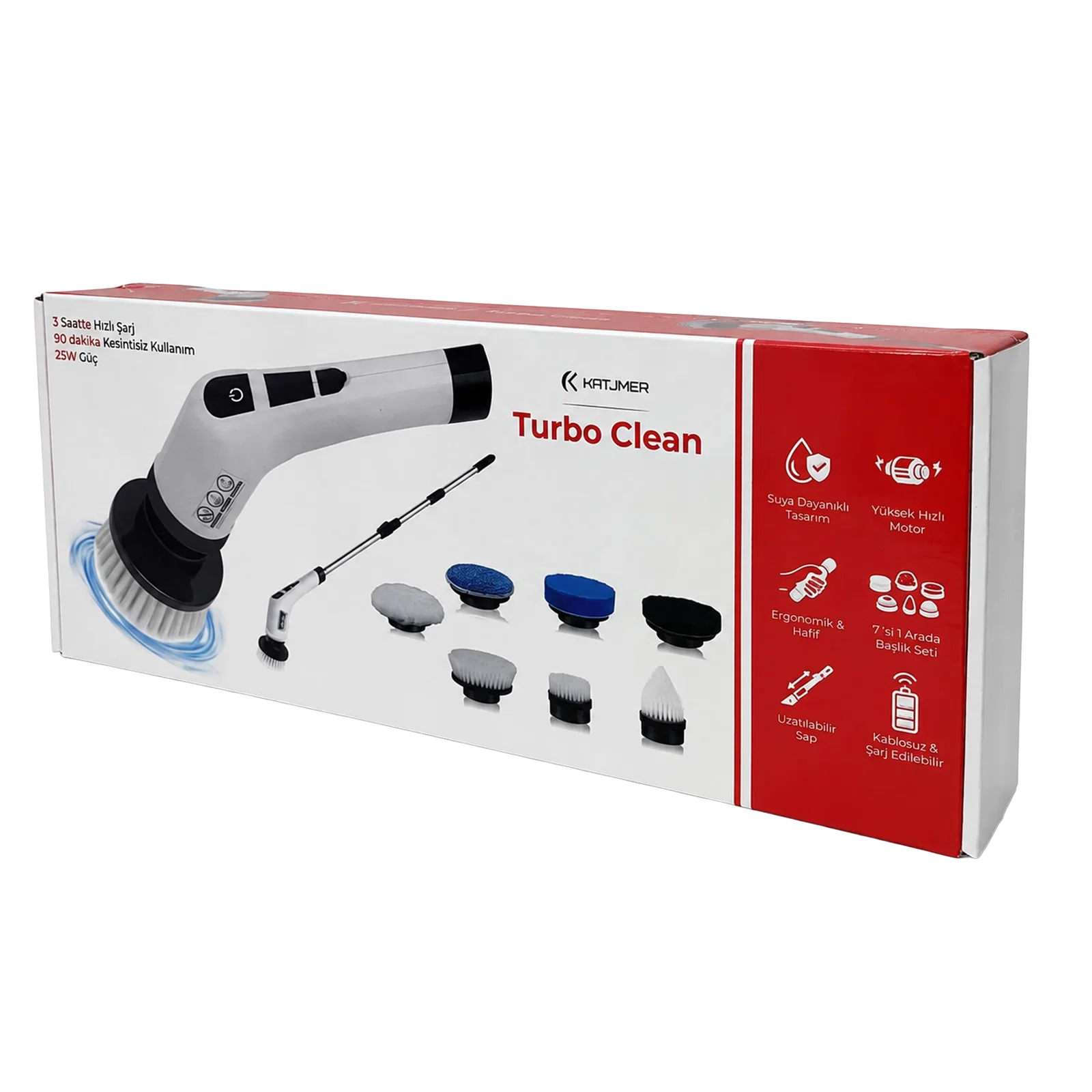 Katjmer KJ/TC-001 Turbo Clean Elektrikli Temizlik Fırçası - Görsel 5