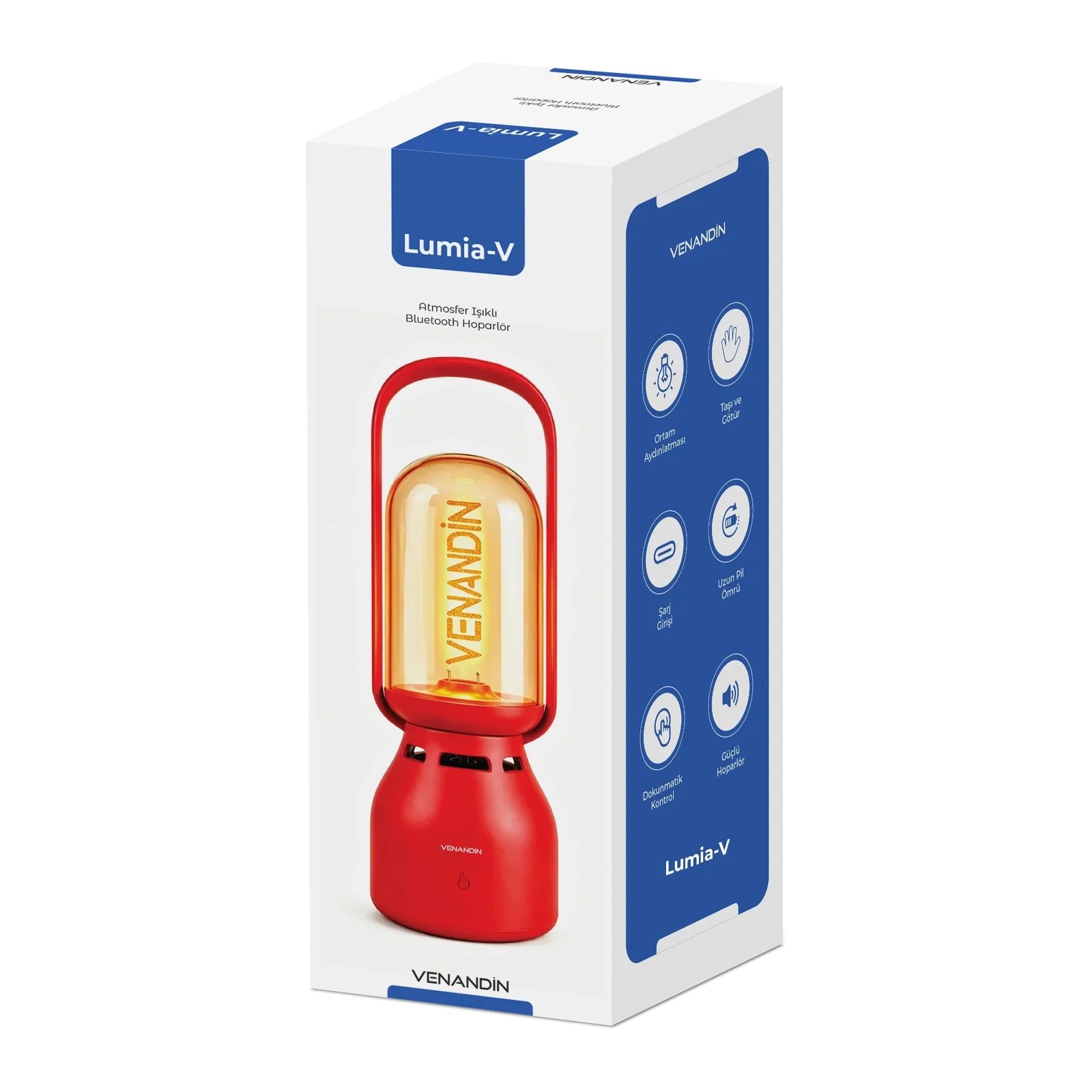 VENANDİN Z15-V LUMİA-V Bluetooth Hoparlörlü LED Gece Lambası 5W, 1800K Sıcak Işık, 60 Lümen, TWS - KIRMIZI - Görsel 5
