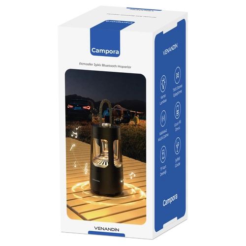 VENANDİN QD08 CAMPORA ATMOSFER IŞIKLI BLUETOOTH HOPARLÖR - BEYAZ - Görsel 7