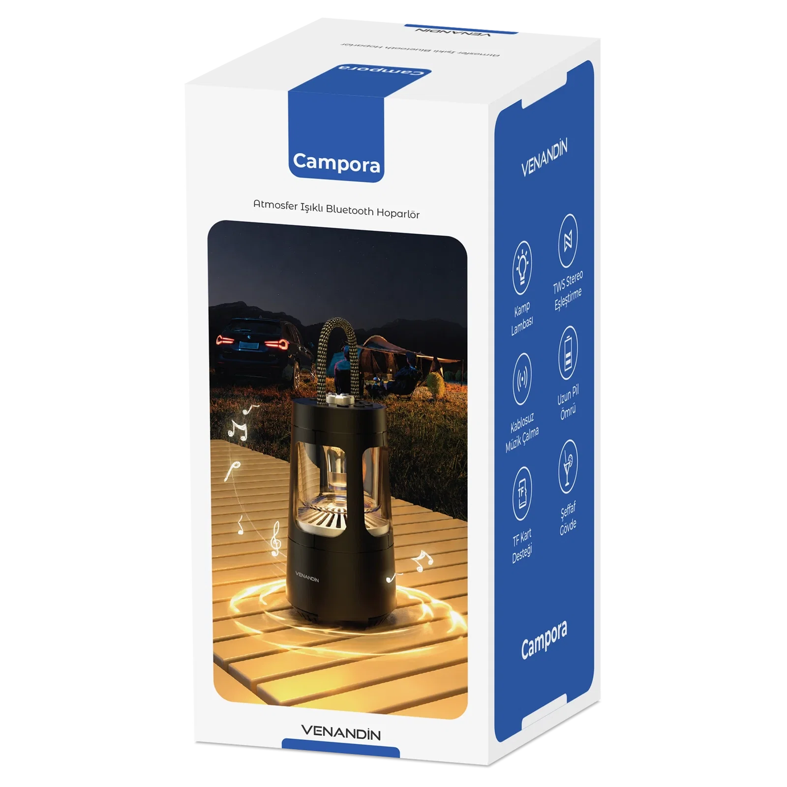 VENANDİN QD08 CAMPORA Bluetooth Hoparlörlü LED Lamba 10W, 4000 mAh, 230 Lümen - SİYAH - Görsel 7