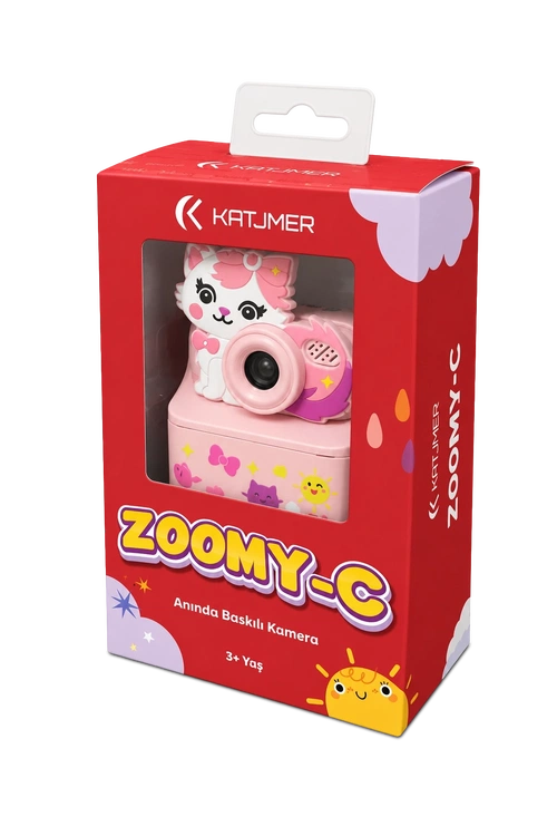 KATJMER KJ/ZM-001 ZOOMY-C KEDİ FİGÜRLÜ ANINDA BASKILI ÇOCUK KAMERASI - PEMBE - Görsel 9