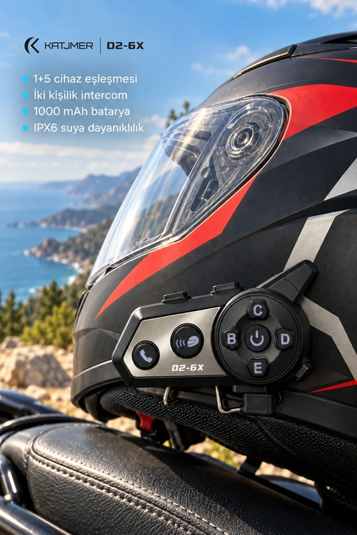 KATJMER D2-6X İNTERCOM MOTORCU KULAKLIĞI - Görsel 1