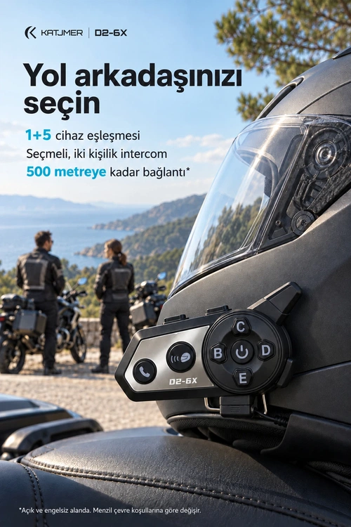 KATJMER D2-6X İNTERCOM MOTORCU KULAKLIĞI - Görsel 2