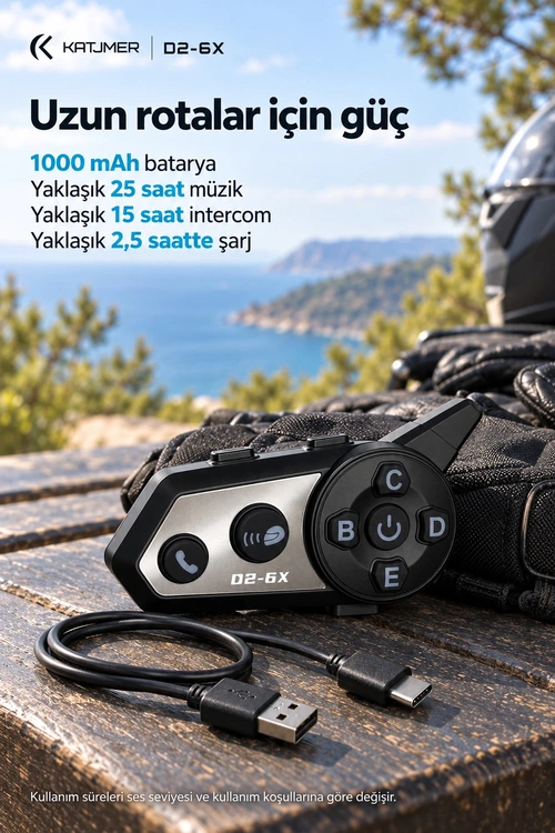 KATJMER D2-6X İNTERCOM MOTORCU KULAKLIĞI - Görsel 5