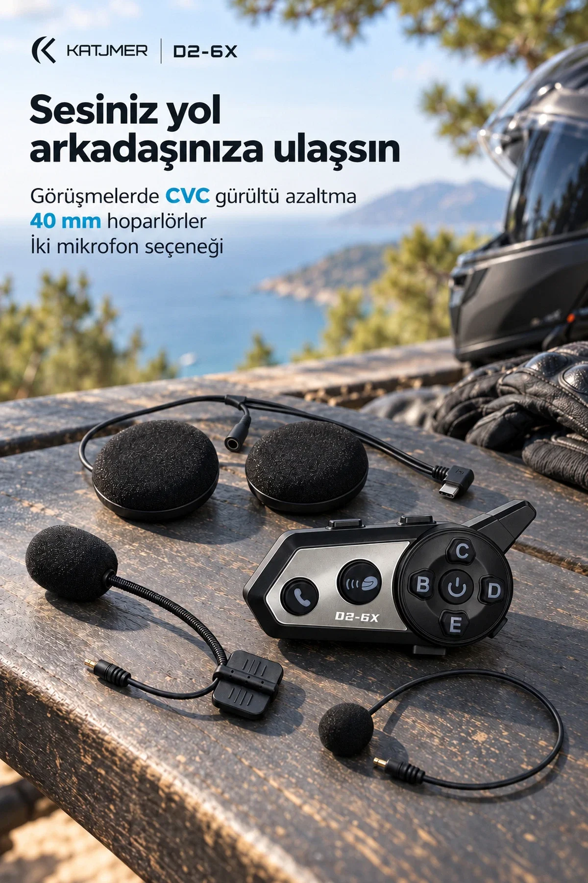KATJMER D2-6X İNTERCOM MOTORCU KULAKLIĞI - Görsel 4