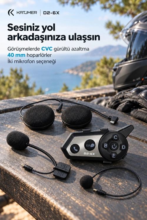 KATJMER D2-6X İNTERCOM MOTORCU KULAKLIĞI - Görsel 4