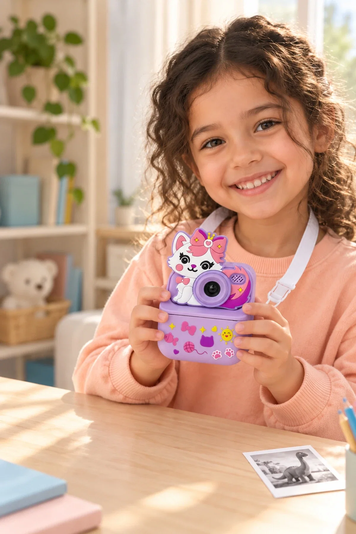 KATJMER KJ/ZM-001 ZOOMY-C KEDİ FİGÜRLÜ ANINDA BASKILI ÇOCUK KAMERASI - MOR - Görsel 8