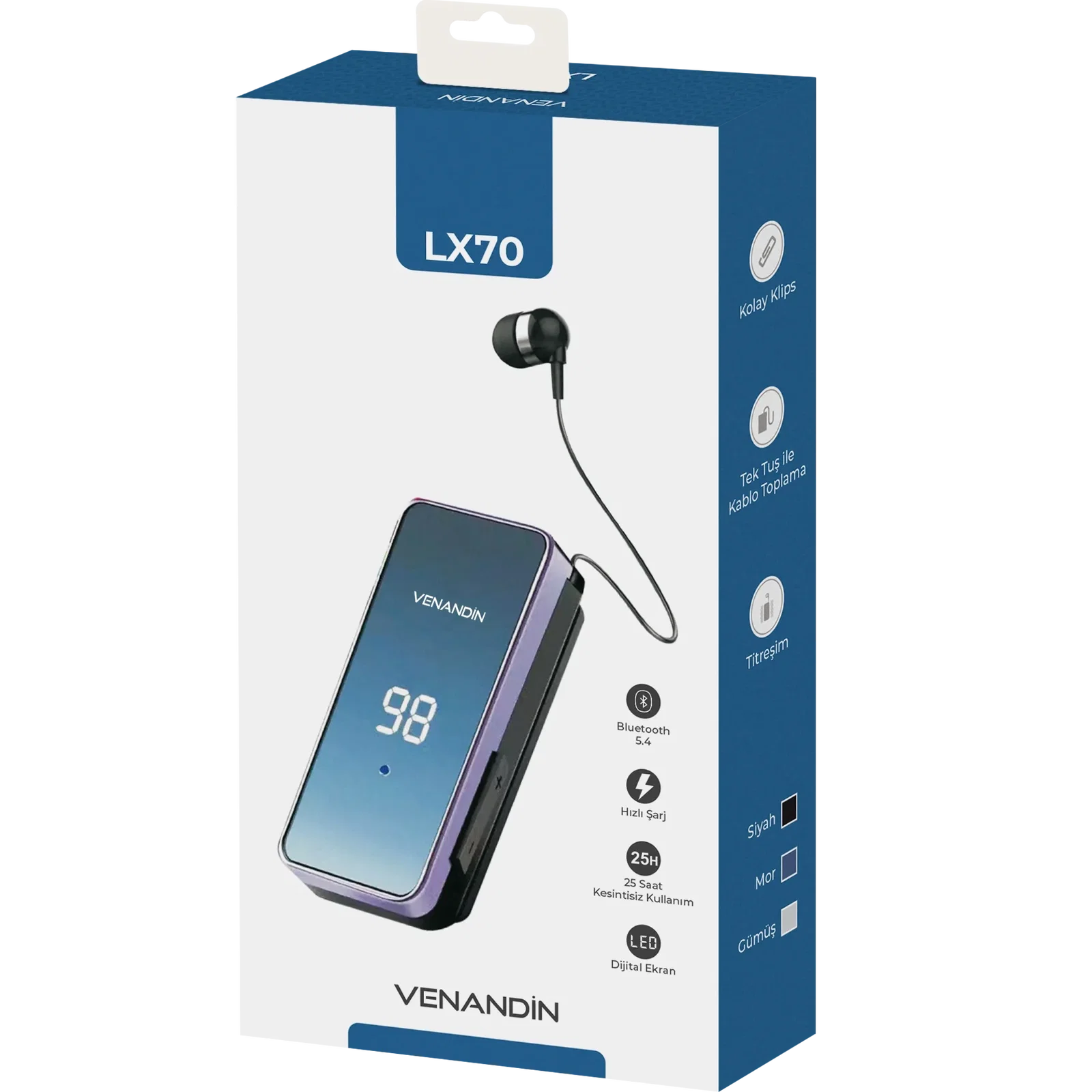VENANDİN LX70 MAKARALI Bluetooth Kulaklık - SİYAH - Görsel 5