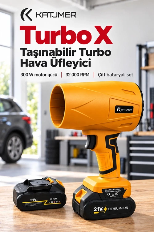 KATJMER KJ/TX-001 TURBO X TAŞINABİLİR TURBO HAVA ÜFLEYİCİ - SARI - Görsel 1