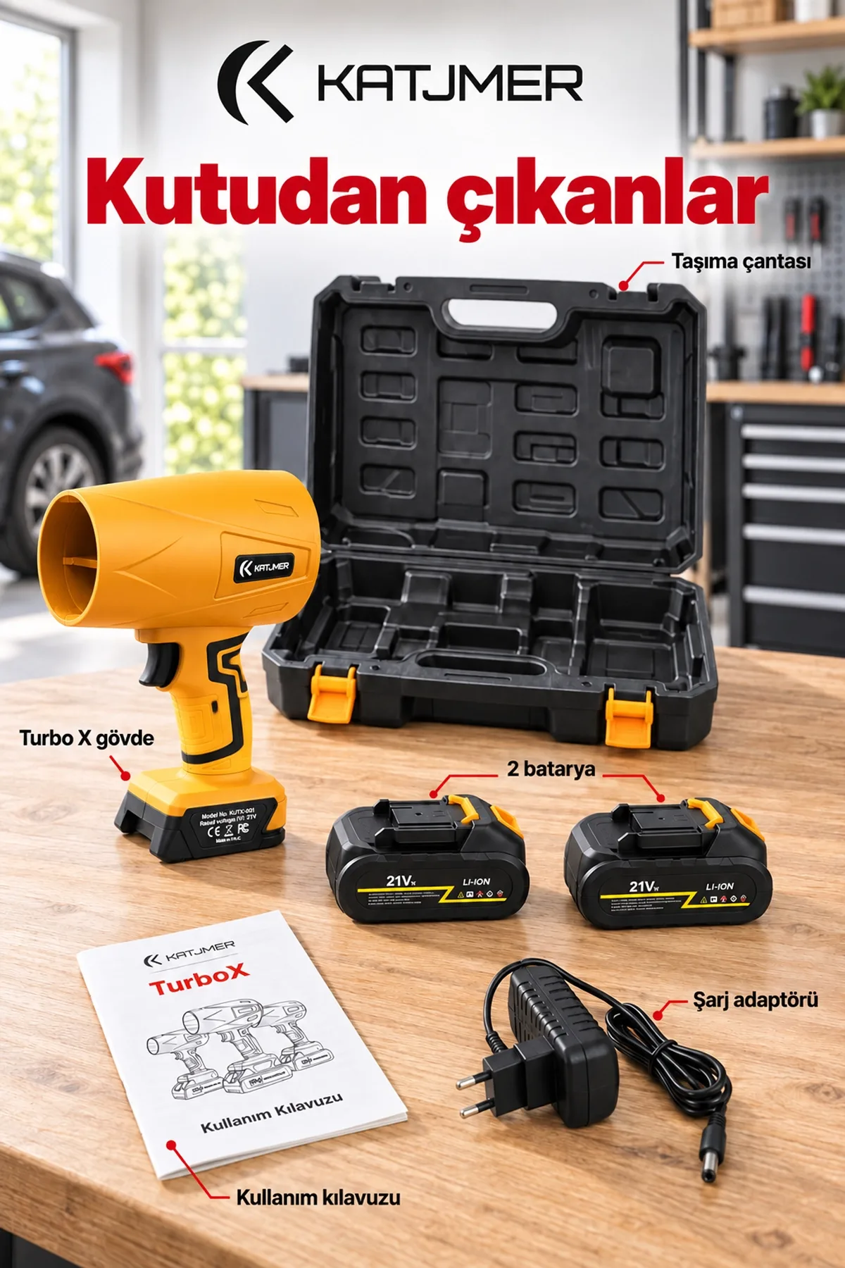KATJMER KJ/TX-001 TURBO X TAŞINABİLİR TURBO HAVA ÜFLEYİCİ - SARI - Görsel 6