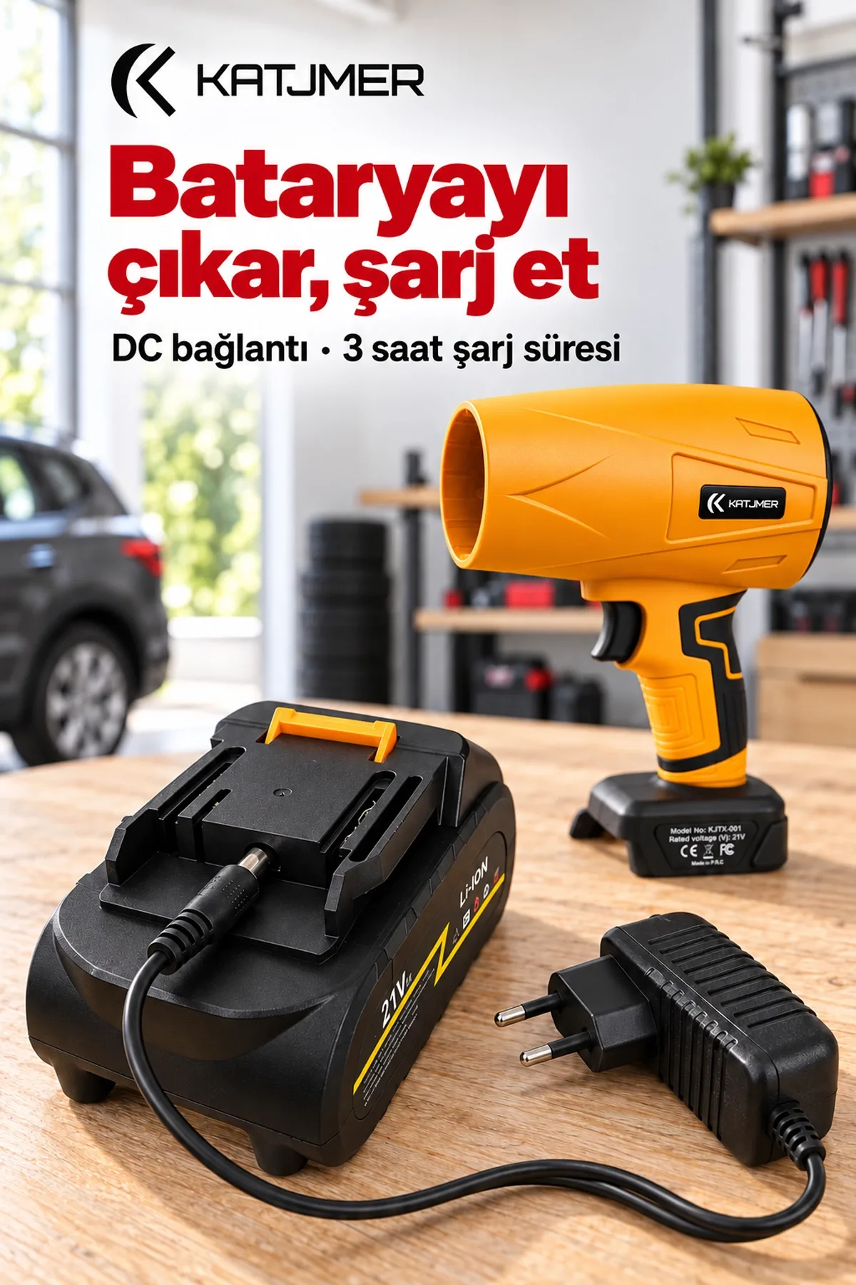 KATJMER KJ/TX-001 TURBO X TAŞINABİLİR TURBO HAVA ÜFLEYİCİ - SARI - Görsel 4