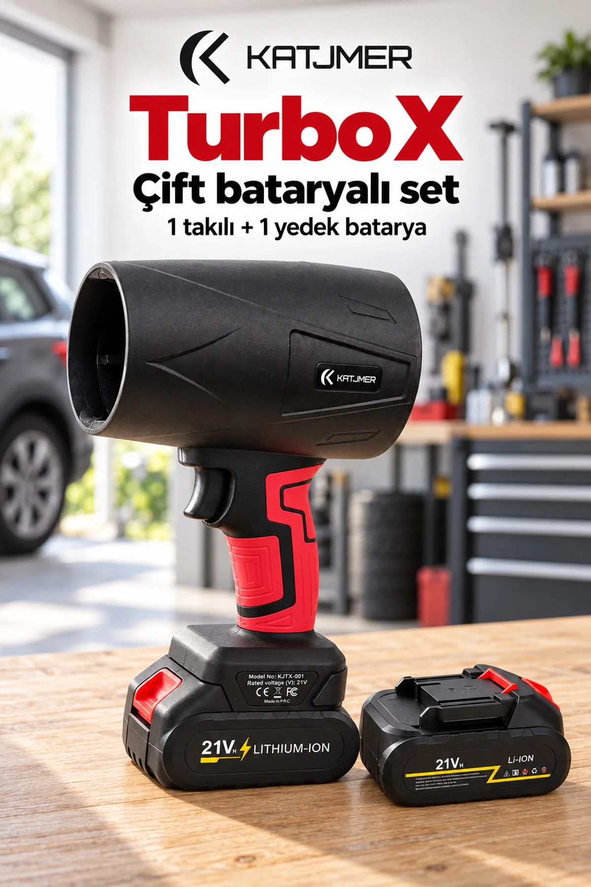 KATJMER KJ/TX-001 TURBO X TAŞINABİLİR TURBO HAVA ÜFLEYİCİ - KIRMIZI - Görsel 3