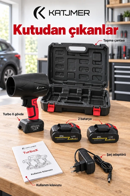 KATJMER KJ/TX-001 TURBO X TAŞINABİLİR TURBO HAVA ÜFLEYİCİ - KIRMIZI - Görsel 6