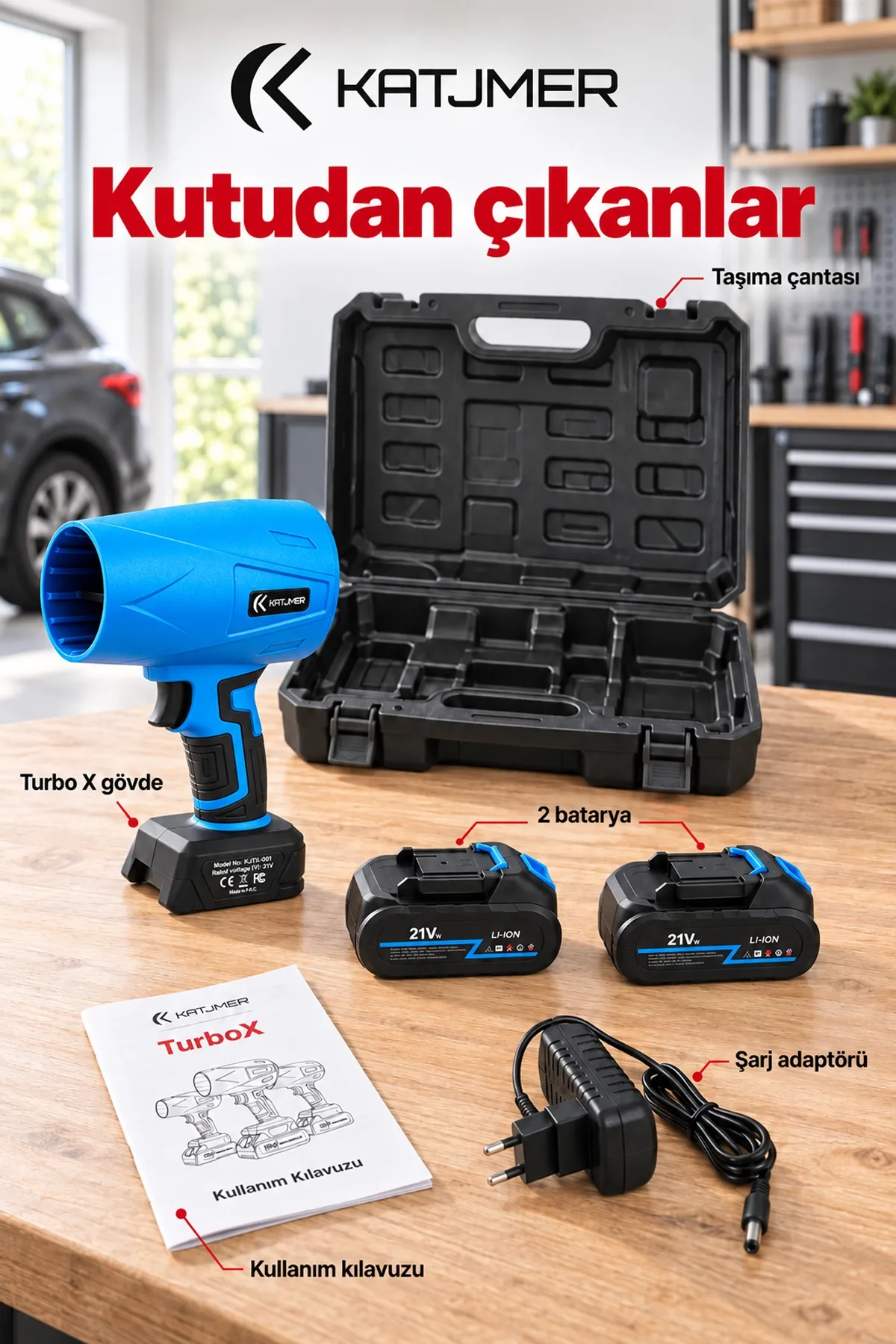 KATJMER KJ/TX-001 TURBO X TAŞINABİLİR TURBO HAVA ÜFLEYİCİ - MAVİ - Görsel 6