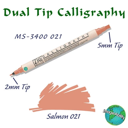 Zig Calligraphy Çift Uçlu Kaligrafi Kalemi 2 mm + 5 mm 021 Salmon - Görsel 1