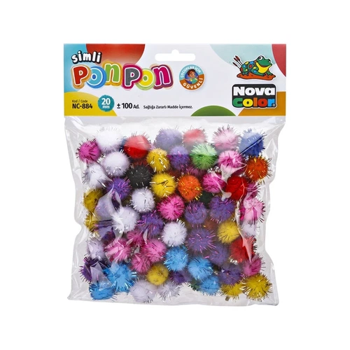 Nova Color Simli Ponpon 20 mm 100'lü Paket - Görsel 1