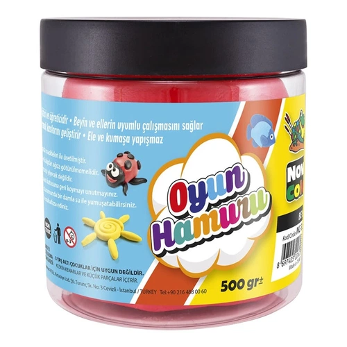 Nova Color Oyun Hamuru Tek Renk Kova 500 gr. Kırmızı - Görsel 1