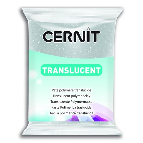 Cernit Translucent (Transparan) Polimer Kil 56 gr 080 Glitter Silver - Görsel 1